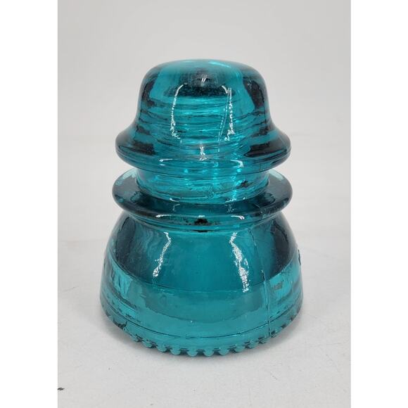 CD 154 Hemingray 42 Hemi Blue Antique Glass Telegraph Insulator Striations - Picture 5 of 9